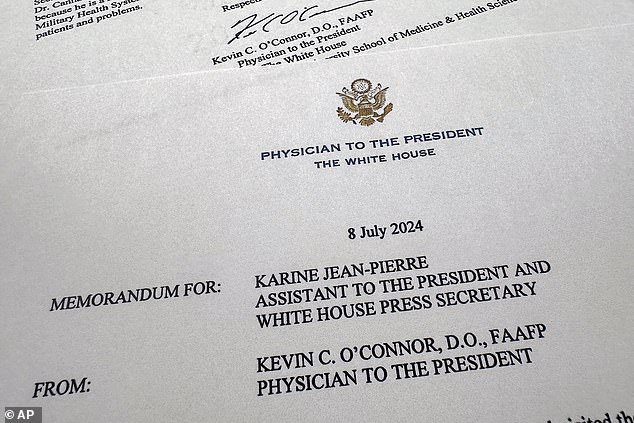 A memo released by the White House on Monday night after Jean-Pierre declined to discuss Cannard's visits revealed that he was the neurologist who examined the president for his annual physicals for the past three years.