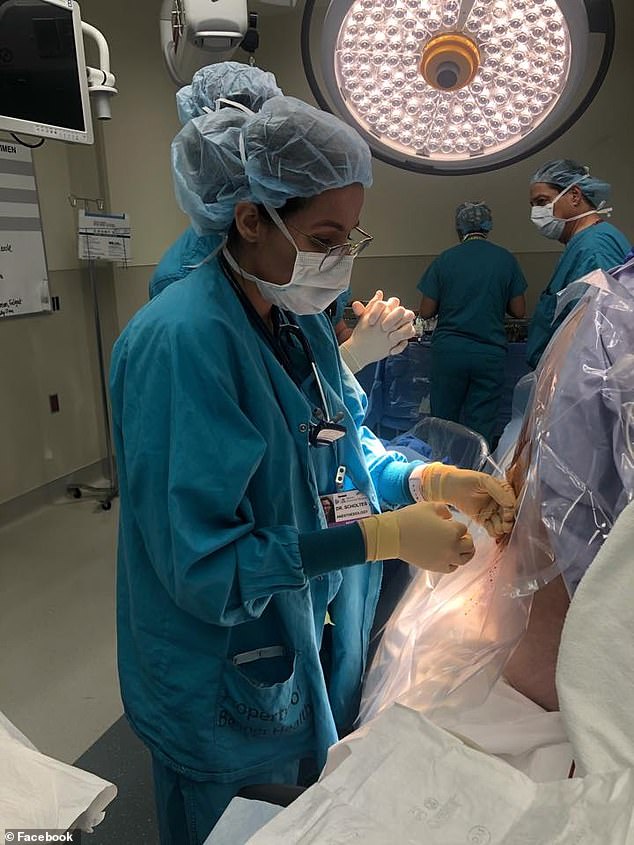 Chris posted a photo of his wife in the operating room on International Women's Day with a post celebrating her achievements.