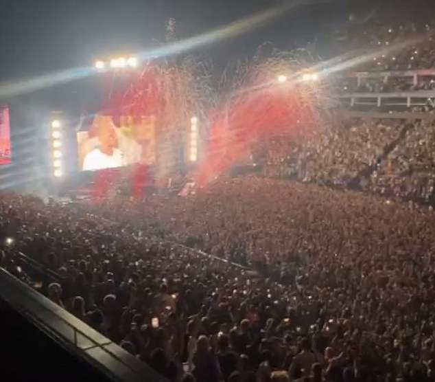 The band clearly knew what the game meant to their UK fans, so they paused the show so their fans could watch the end of the match live in the stadium.