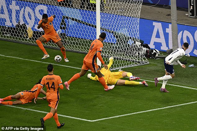 Phil Foden came very close to giving England the lead at 1-1 but his shot was cleared off the line.