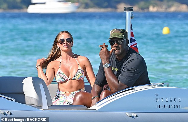 The couple enjoyed a boat ride along the French coast while Jordan lit up a cigarette routinely.