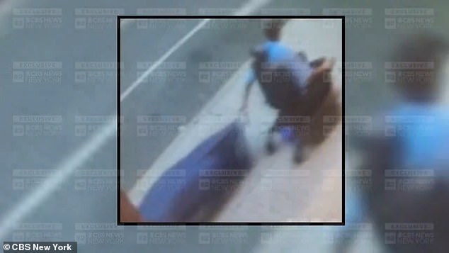 Surveillance footage showed a man in a wheelchair dragging a sleeping bag down the street.