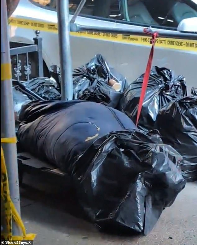 A New York City resident stumbled upon a woman's body wrapped in a garbage bag on a busy sidewalk last week.