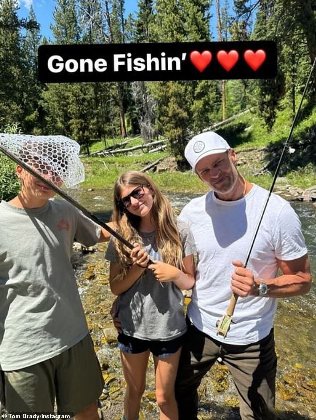 She shared sweet photos with Benny, 14, and Vivian, 11, including one of them fishing in a stream.