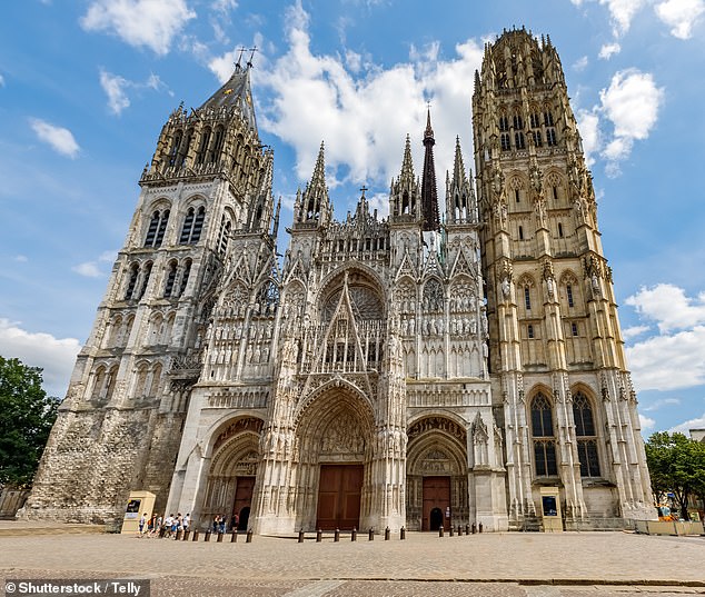 The 1,000-year-old cathedral (pictured) was a favourite of famed Impressionist Claude Monet, who painted it several times in the 19th century.