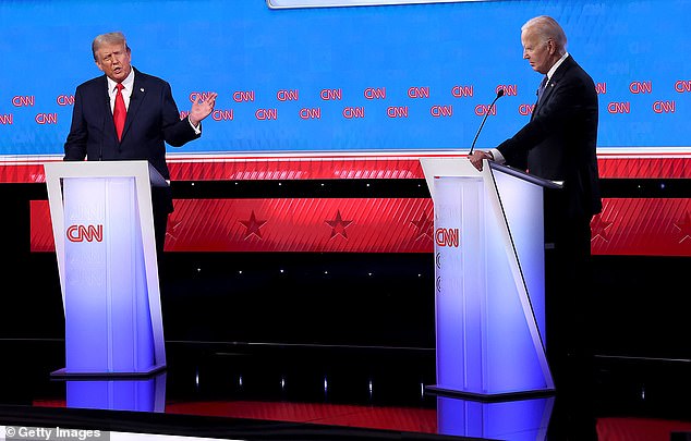 Donald Trump and Joe Biden at the June 27 presidential debate