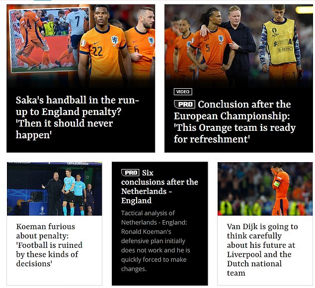 There was significant anger in the Dutch media over England's first-half penalty.