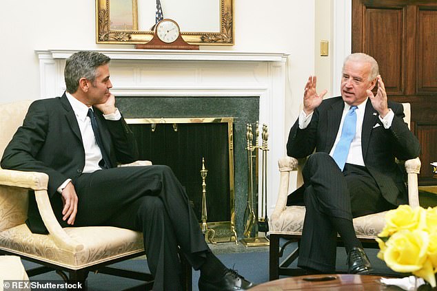 George Clooney meets then Vice President Joe Biden in 2009