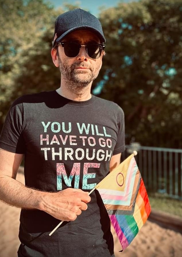 David Tennant celebrates Pride month with a T-shirt that reads: 'You'll have to go through me'