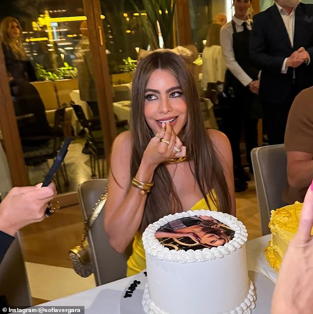 She shared an adorable photo of herself with her two cakes.