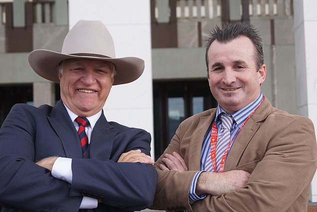 Mr Bettles' tenure as president of the National Rural Press Club in Canberra was praised by independent MP Bob Katter, who said he was known for his integrity and ability to build and maintain relationships (the two are pictured together).