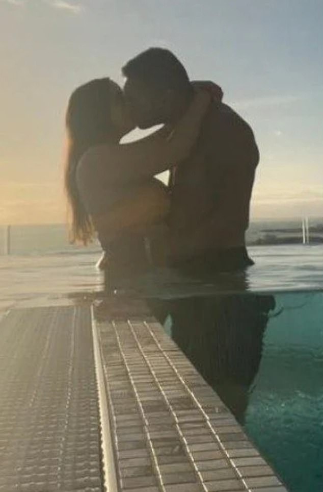 The heartbroken boyfriend also posted photos of the couple kissing in a pool.