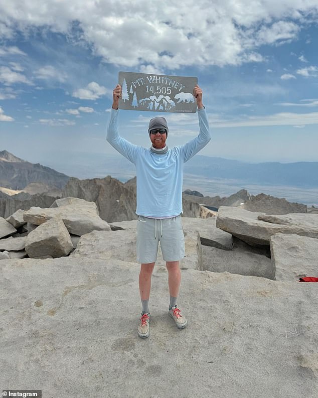 Belt eventually made it to California's Mount Whitney, the highest peak in the lower 48 states, at about 14,505 feet above sea level.