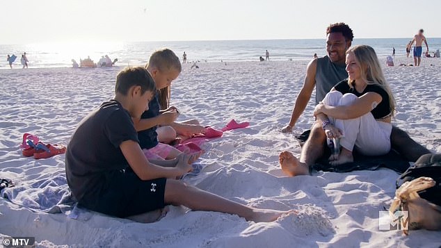 Mackenzie McKee, 29, hit the beach with her three children and boyfriend Khesanio ahead of a visit from Khesanio's mother, Angie