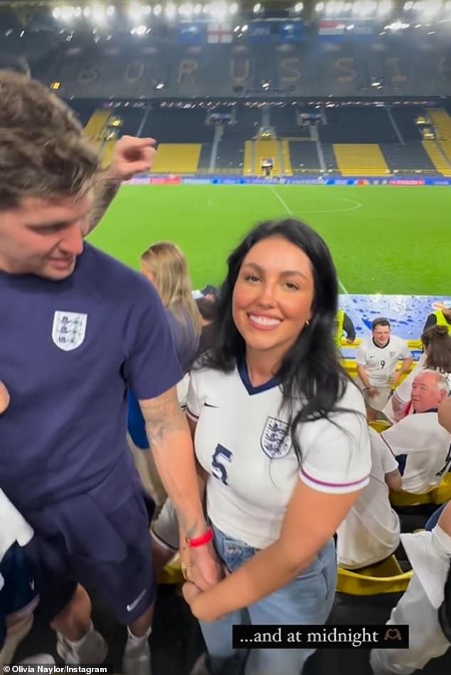 As the clock struck 12 and Olivia Naylor announced her birthday, she held John Stones' hand as the crowd serenaded her.