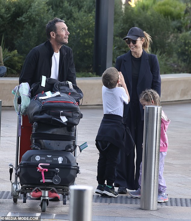 But Courtney's account of what happened on the flight was quickly debunked. In photos obtained by Daily Mail Australia, Langdon was pictured with her husband Michael Willesee Jr. and their children checking in to Qantas business class before flying out for the school holidays.