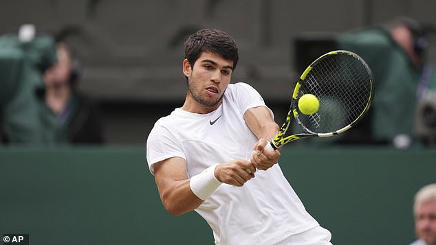 Carlos Alcaraz is in action on Centre Court in the other semi-final and is scheduled to play Daniil Medvedev.