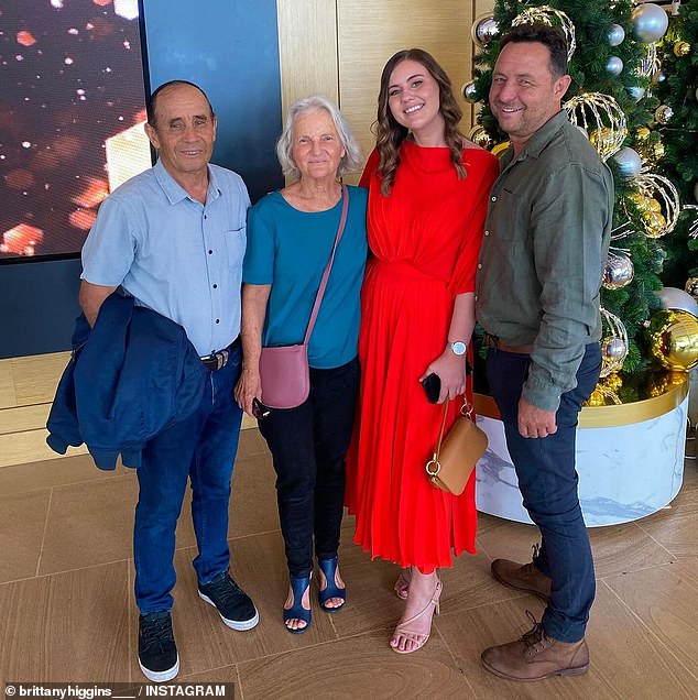 Ms Higgins, who married her long-term boyfriend David Sharaz last month, posted a series of photos of her grandfather (pictured left) on Instagram.