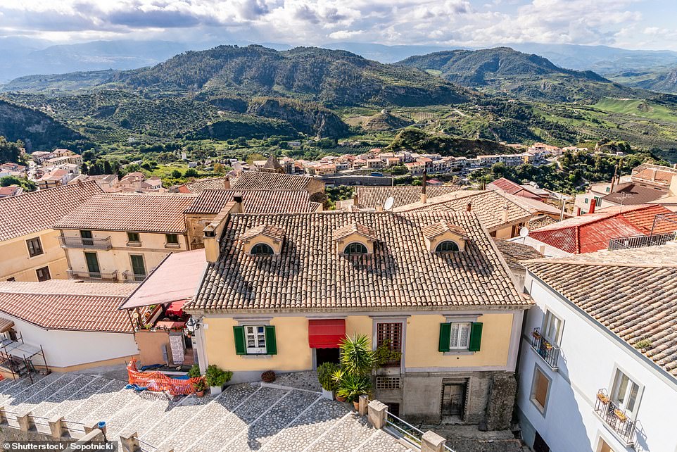 Mark ends his journey in the mountain village of Santa Severina (pictured)