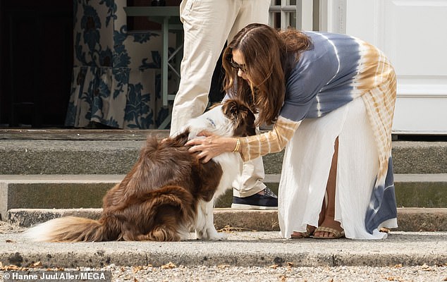 The royal couple bought Grace when their family dog ​​Ziggy died in 2017. Mary is pictured giving Grace a back rub.