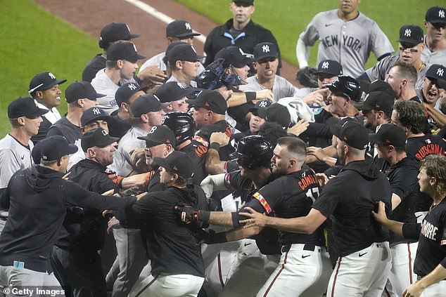 The benches emptied Friday after Heston Kjerstad was hit in the head by a pitch in the ninth inning.