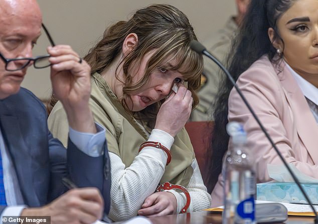 Hannah Gutierrez-Reed wipes away tears at her April 15, 2024 sentencing, where she was ordered to serve 18 months in prison.