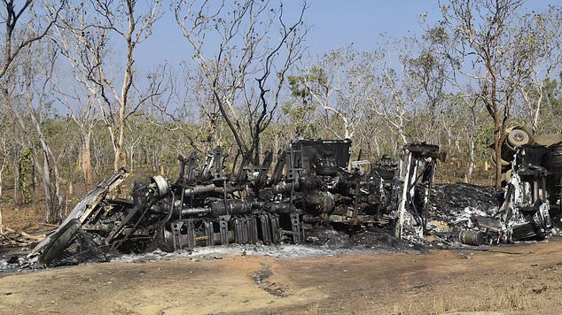 The road train and the Pajero exploded in a fireball upon impact.