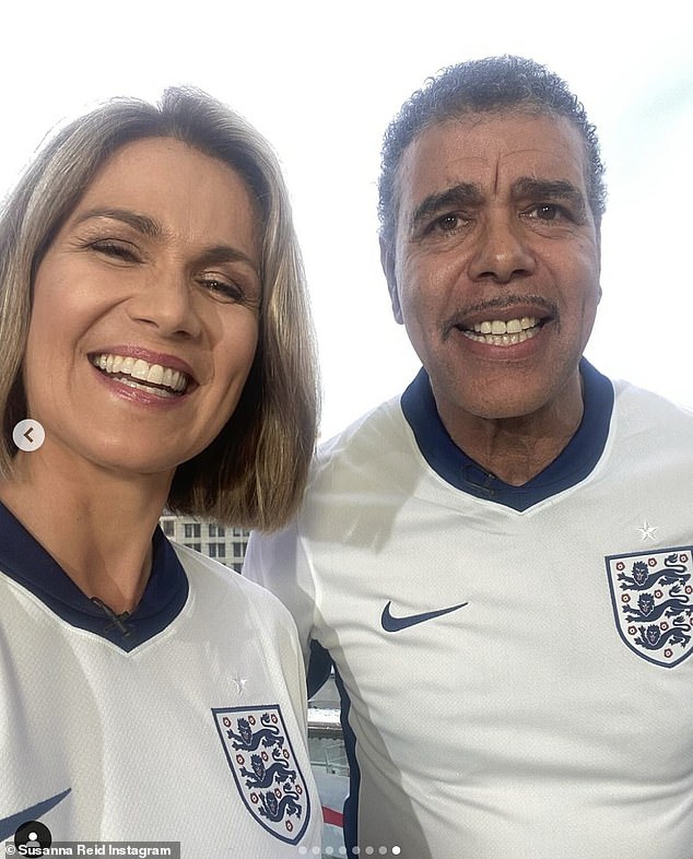 The Good Morning Britain presenter, 53, made a surprise appearance to host Friday's show from the German capital, rubbing shoulders with sporting legends Chris Kamara.