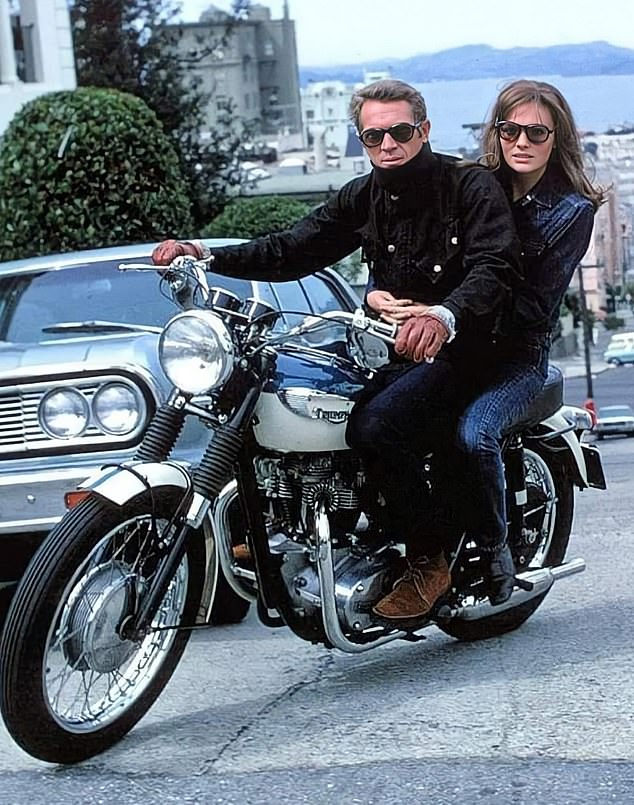 McQueen was known to be a car fanatic, with a great need for speed, racing cars, motorcycles and airplanes (pictured, Bullitt, 1968)