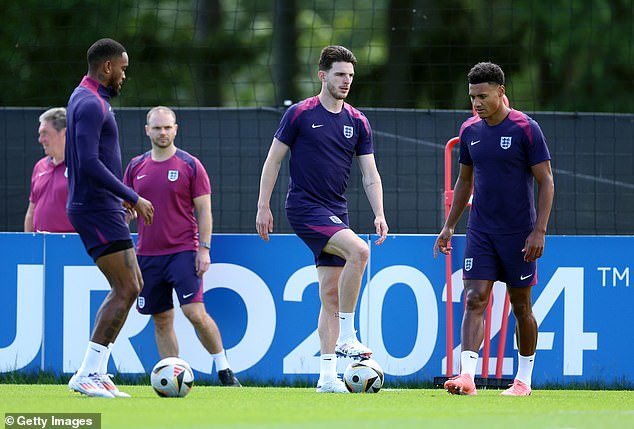 Declan Rice (centre) will have the huge task of managing Spain's midfield, while semi-final hero Ollie Watkins (right) and Ivan Toney (left) have both proved effective off the bench.