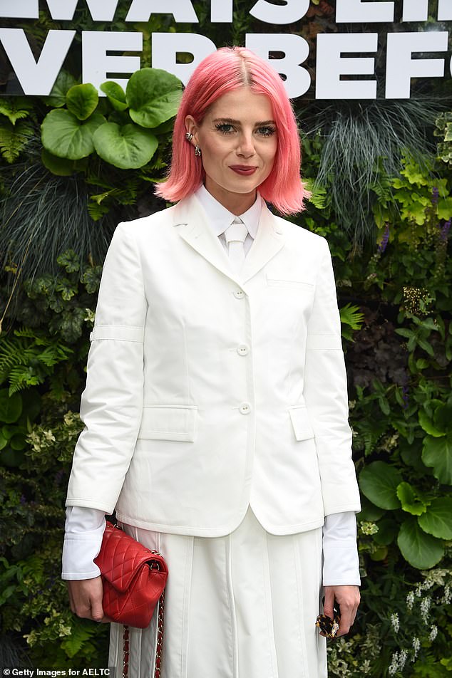 The 30-year-old British-American actress turned heads by opting for an all-white outfit that perfectly contrasted with her striking short pink locks as she headed to the All England Lawn Tennis and Croquet Club.