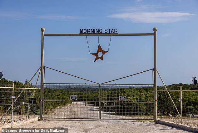 Sun purchased more than 130,000 acres of farmland in Texas between 2016 and 2018 for an estimated value of $110 million. Pictured: The gates of its headquarters in the region, Morning Star