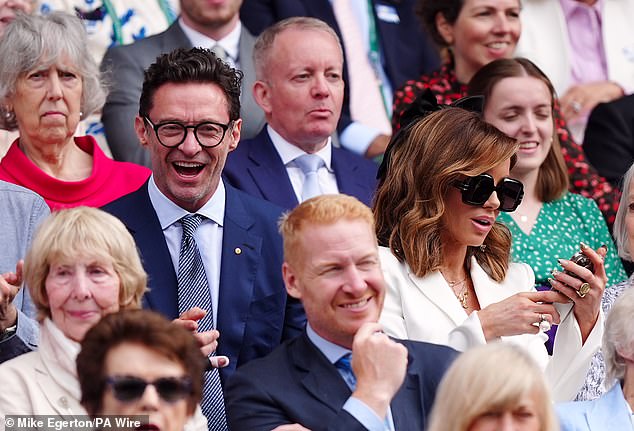 Hugh Jackman and Kate Beckinsale were also seen in the audience during the three-set match.