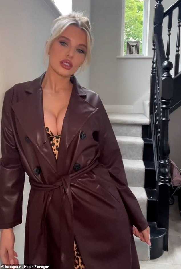 She captioned the post: 'Ready for a date at @celebsgodating ❤‍ Hair up for a change and smokey eyes. Dress by @agentprovocateur, heels by @stevemaddenuk.'