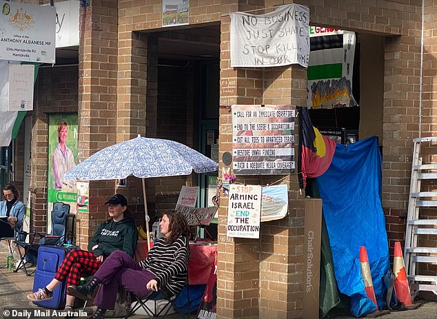 Pro-Palestine protesters have put up posters at the prime minister's electoral office in Marrickville, in Sydney's inner west. The office has been closed, but the prime minister has not urged protesters to reopen it.