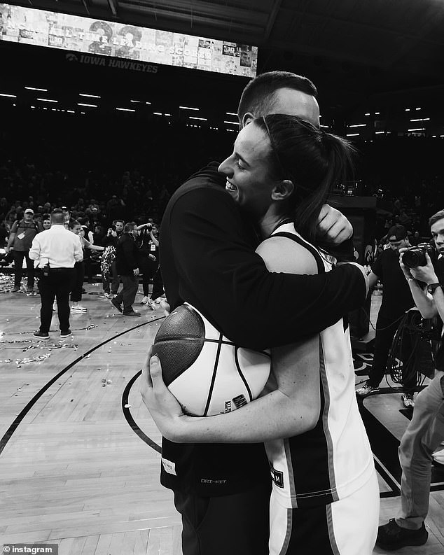 Clark also shared a photo of the couple sharing a hug on the court after an Iowa game.