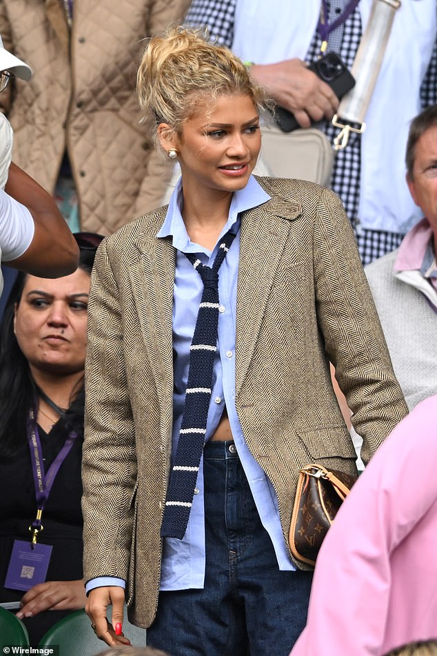 Zendaya was spotted at the Wimbledon Tennis Championships watching the women's final on Saturday.