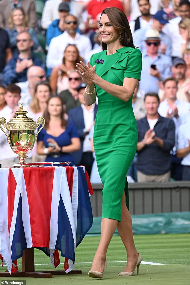 The Princess of Wales on Centre Court to present Carlos Alcaraz with last year's Wimbledon trophy