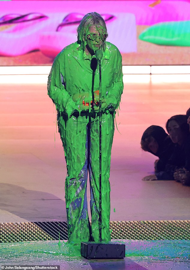 She was granted the gift of being covered in green slime during her speech.