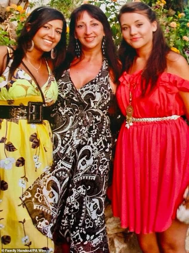 Emily pictured with her mother Marion and sister Jasmine, left.