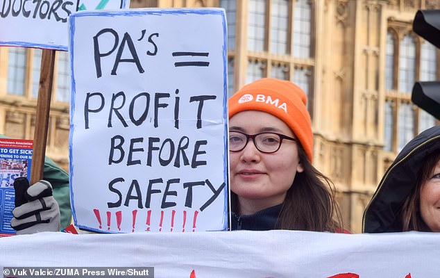 Protesters argue that using junior doctors instead of doctors could endanger patients and lead to loss of life.