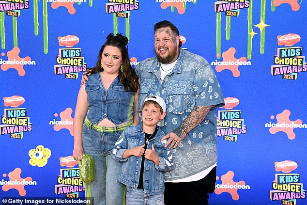 Her daughter Bailee looked stylish in a denim vest and jeans, while Noah sported a denim jacket and jeans.