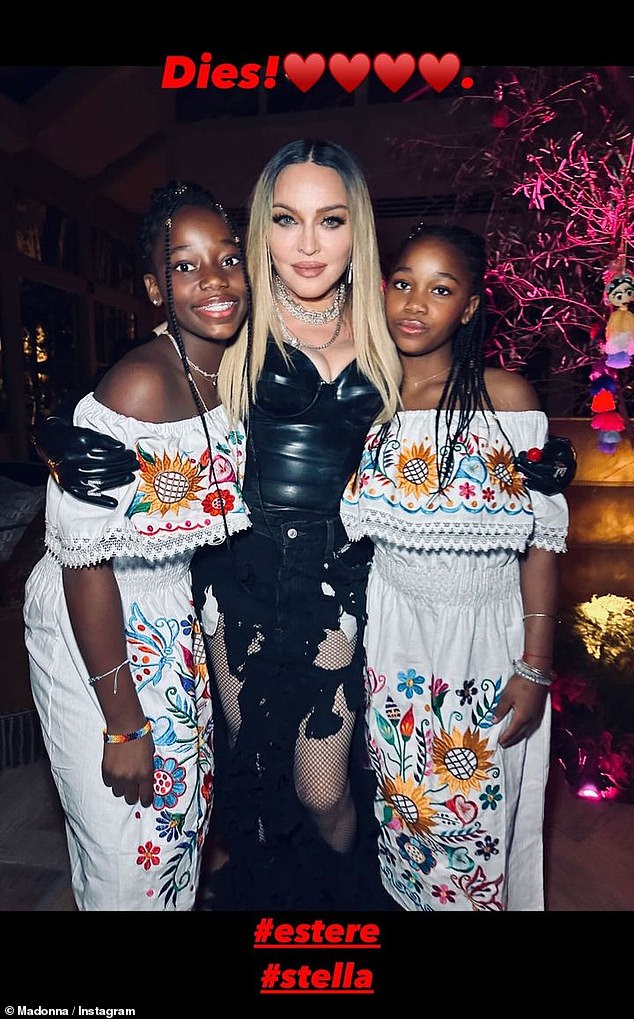 Madonna shared a snapshot with her 11-year-old twins Stella and Estere