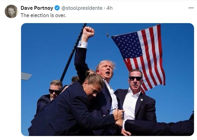 Portnoy also posted a photo of Trump with his fist in the air moments after the shooting.