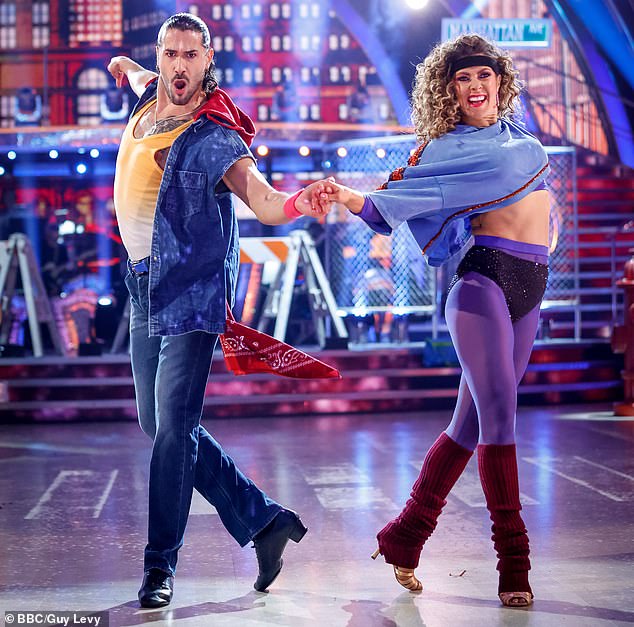 Di Prima (left) reached the quarter-finals of the dance show with actor Kym Marsh (right) in 2022