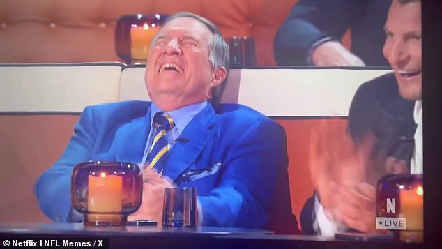 Belichick has been seen on the Roast of Tom Brady, telling jokes and laughing at them.