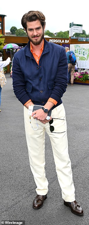 Pierce Brosnan and Andrew Garfield looked dapper as they led the star-studded arrival at the All England Lawn Tennis and Croquet Club.