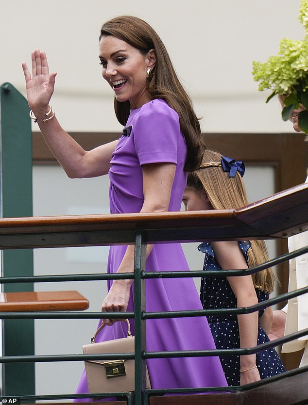 Kate, 42, who has stepped back from public royal duties while undergoing cancer treatment, headed to the royal box to watch Carlos Alcaraz take on Novak Djokovic in the Grand Slam final.