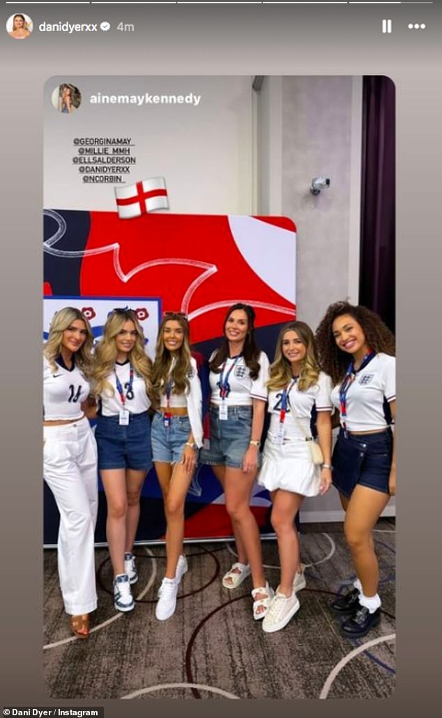 She was seen celebrating with player Conor Gallagher's partner, Aine May Kennedy, and striker Ollie Watkins' girlfriend, Ellie Alderson.