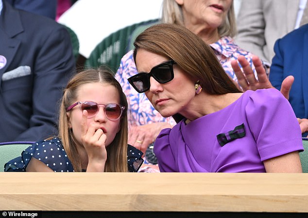 Charlotte cut a chic figure in a £70 Guess polka dot dress and a pair of £90 pink Ray Ban sunglasses.